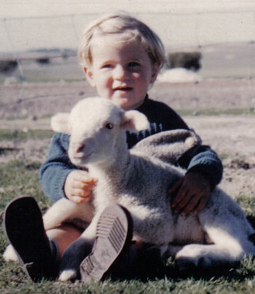 Tricia with a lamb circa 1958
